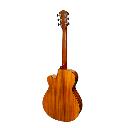 Martinez '51 Series' Folk Size Cutaway Acoustic-Electric Guitar Koa Gloss MFC-51G-KOA — view 2