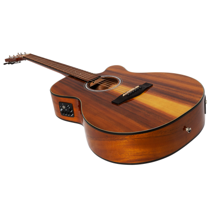 Martinez '51 Series' Folk Size Cutaway Acoustic-Electric Guitar Koa Gloss MFC-51G-KOA — view 3