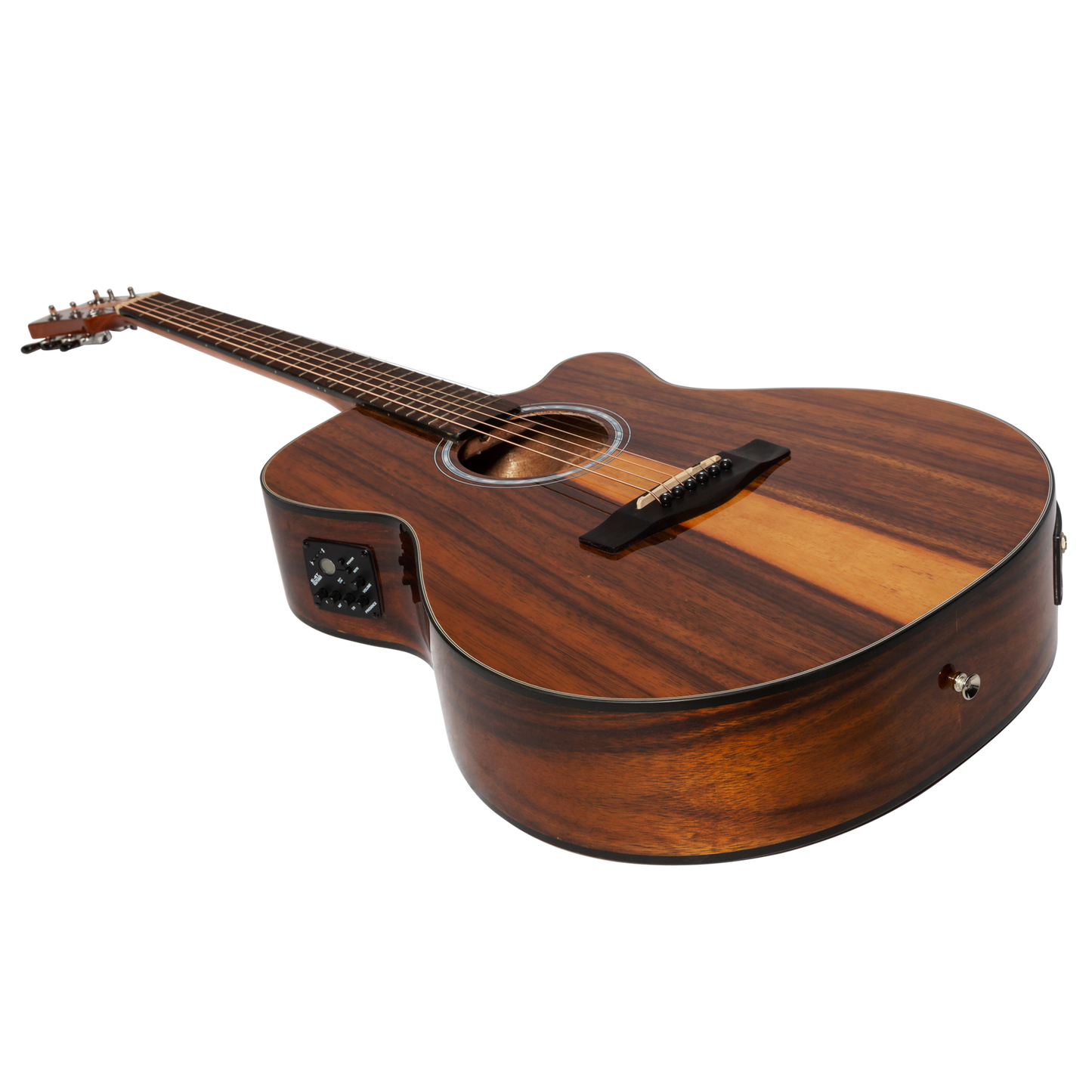 Martinez '51 Series' Folk Size Cutaway Acoustic-Electric Guitar Teakwood Gloss MFC-51G-TK — view 3