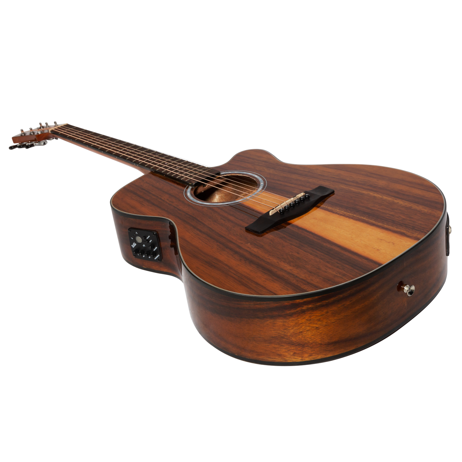 Martinez '51 Series' Folk Size Cutaway Acoustic-Electric Guitar Teakwood Gloss MFC-51G-TK — view 3
