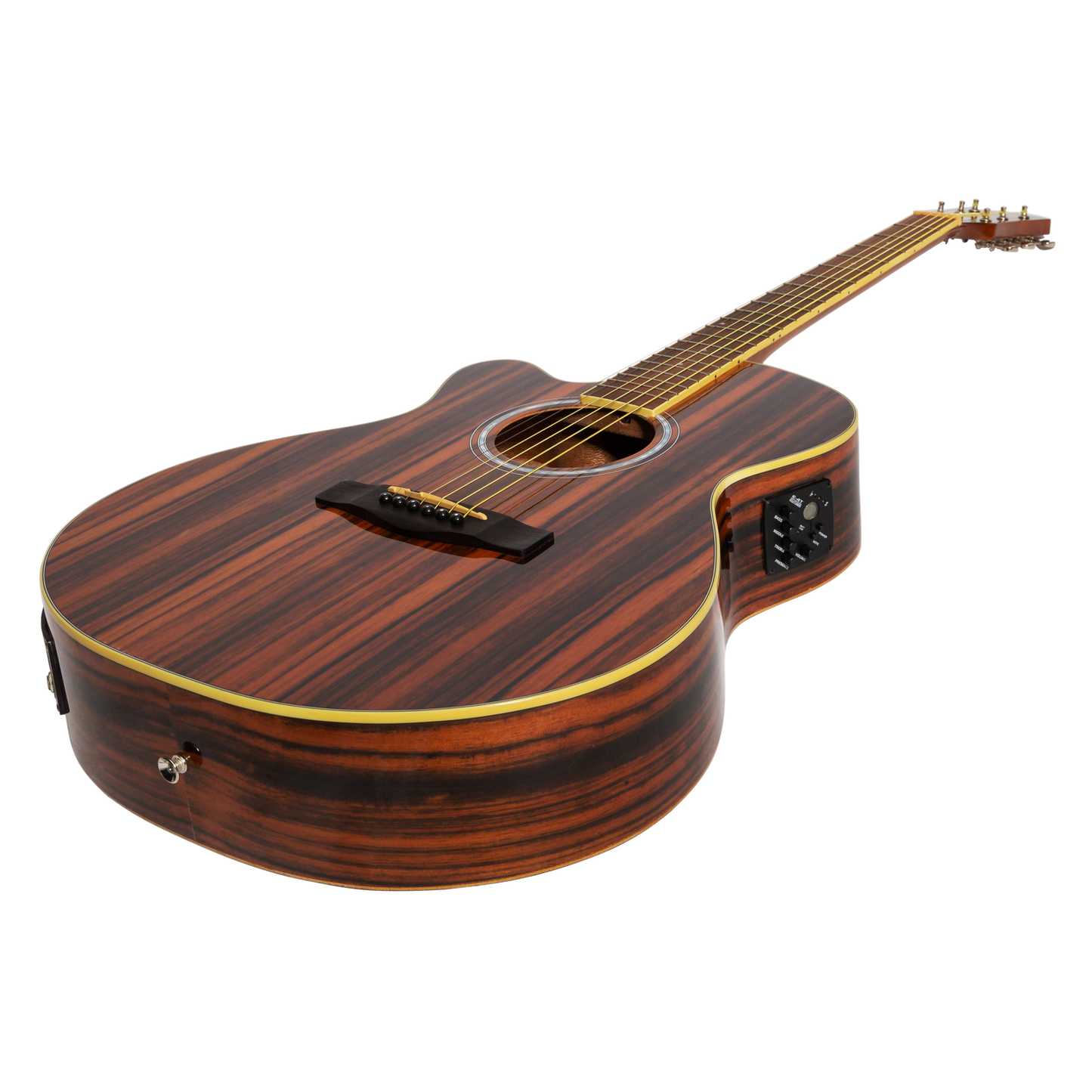 Martinez '51 Series' Left Handed Folk Size Cutaway Acoustic-Electric Guitar Amara Gloss MFC-51GL-AMA — view 3