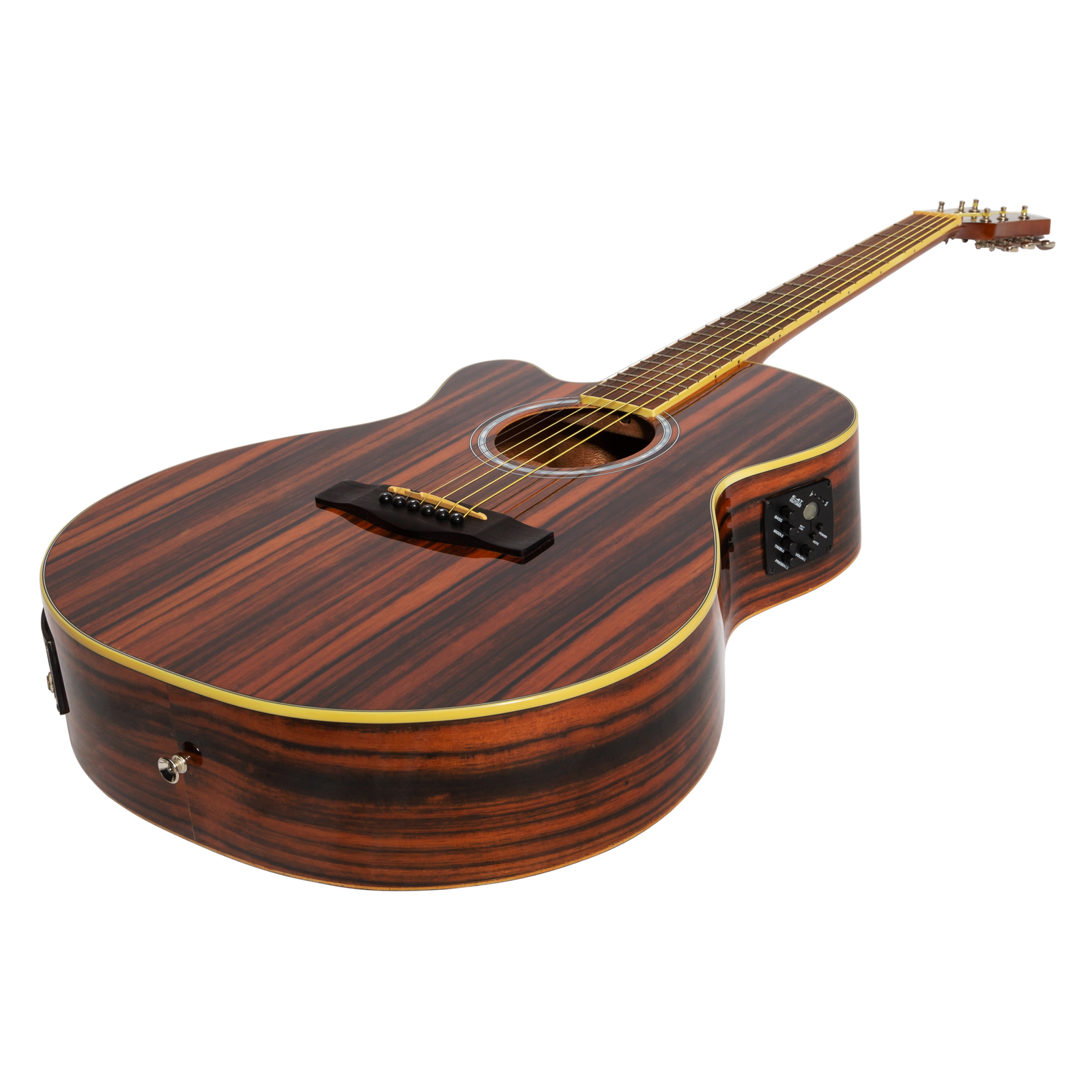 Martinez '51 Series' Left Handed Folk Size Cutaway Acoustic-Electric Guitar Amara Gloss MFC-51GL-AMA — view 3