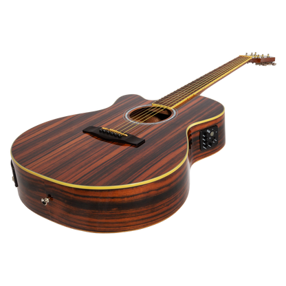 Martinez '51 Series' Left Handed Folk Size Cutaway Acoustic-Electric Guitar Amara Gloss MFC-51GL-AMA — view 3