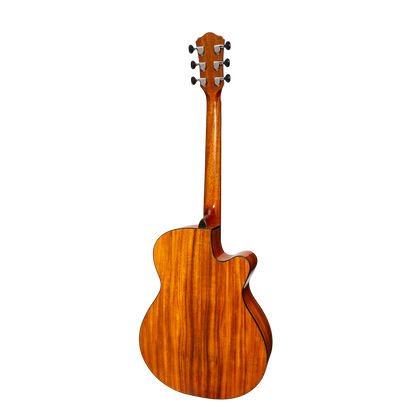 Martinez '51 Series' Left Handed Folk Cutaway Acoustic-Electric Guitar Koa Gloss MFC-51GL-KOA — view 2