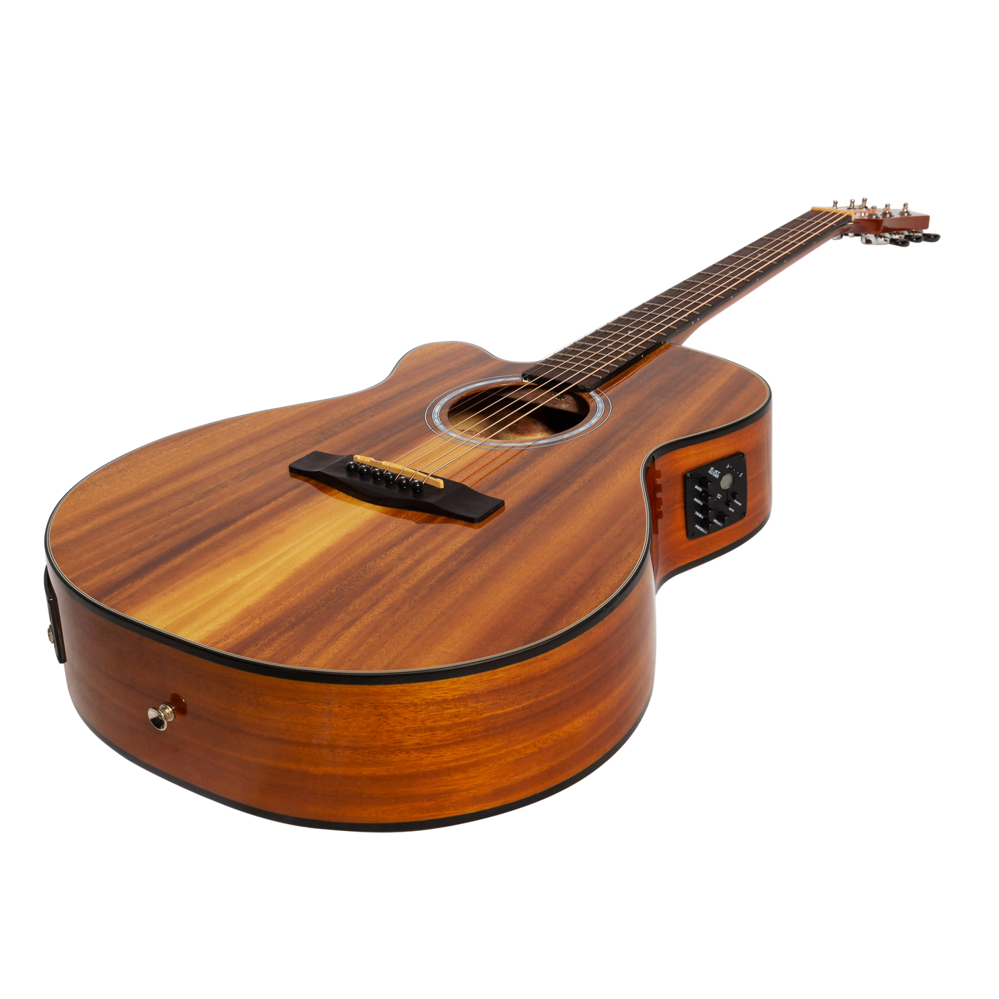 Martinez '51 Series' Left Handed Folk Cutaway Acoustic-Electric Guitar Koa Gloss MFC-51GL-KOA — view 3