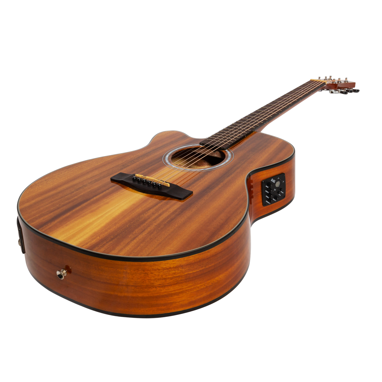Martinez '51 Series' Left Handed Folk Cutaway Acoustic-Electric Guitar Koa Gloss MFC-51GL-KOA — view 3