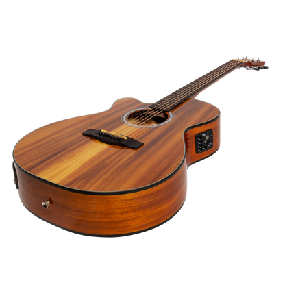 Martinez '51 Series' Left Handed Folk Cutaway Acoustic-Electric Guitar Koa Gloss MFC-51GL-KOA — view 3