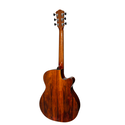 Martinez MFC-51GL-TK Left Handed Folk Size Cutaway Acoustic-Electric Guitar Teakwood Gloss — view 2
