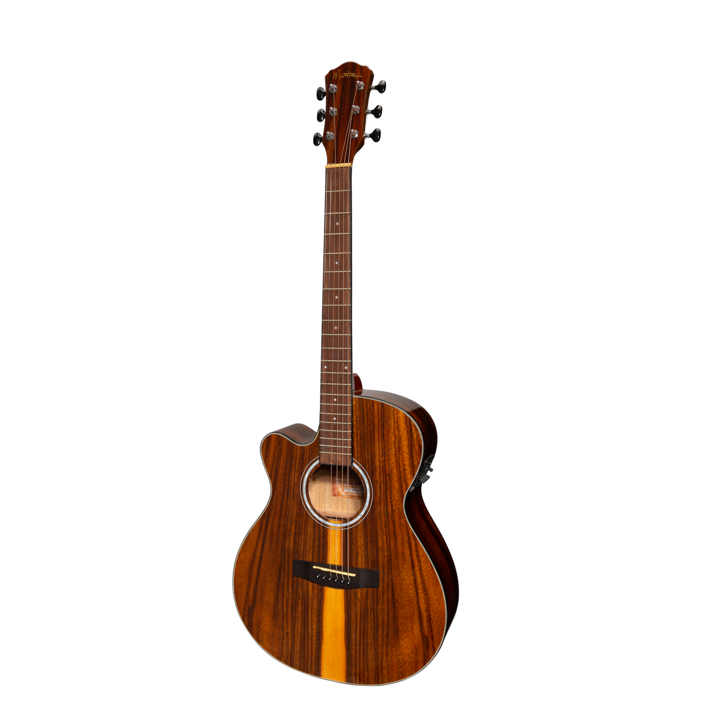 Martinez MFC-51GL-TK Left Handed Folk Size Cutaway Acoustic-Electric Guitar Teakwood Gloss