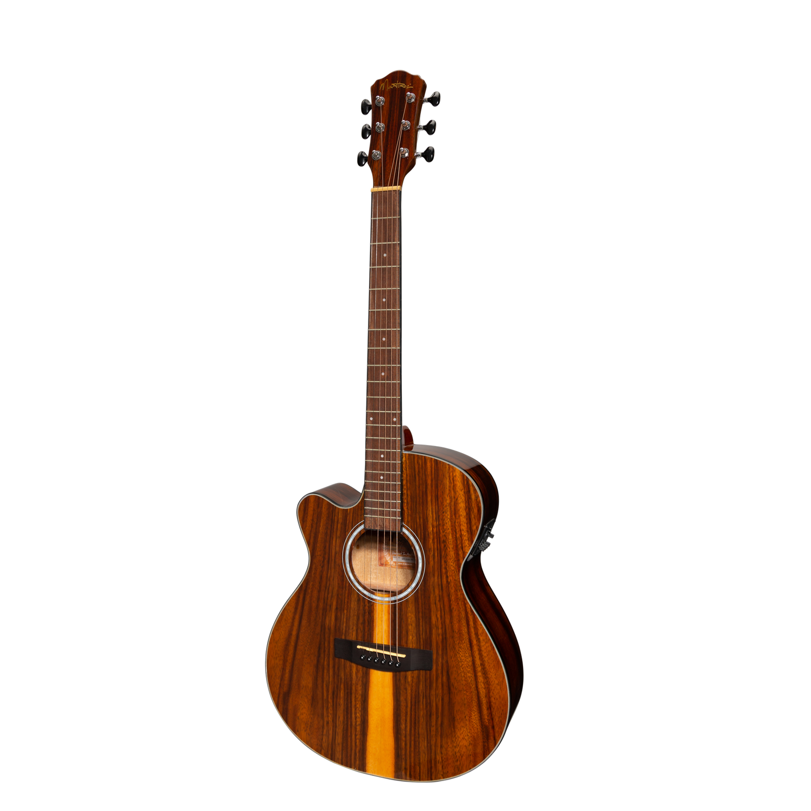 Martinez MFC-51GL-TK Left Handed Folk Size Cutaway Acoustic-Electric Guitar Teakwood Gloss