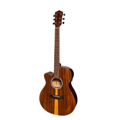 Martinez MFC-51GL-TK Left Handed Folk Size Cutaway Acoustic-Electric Guitar Teakwood Gloss