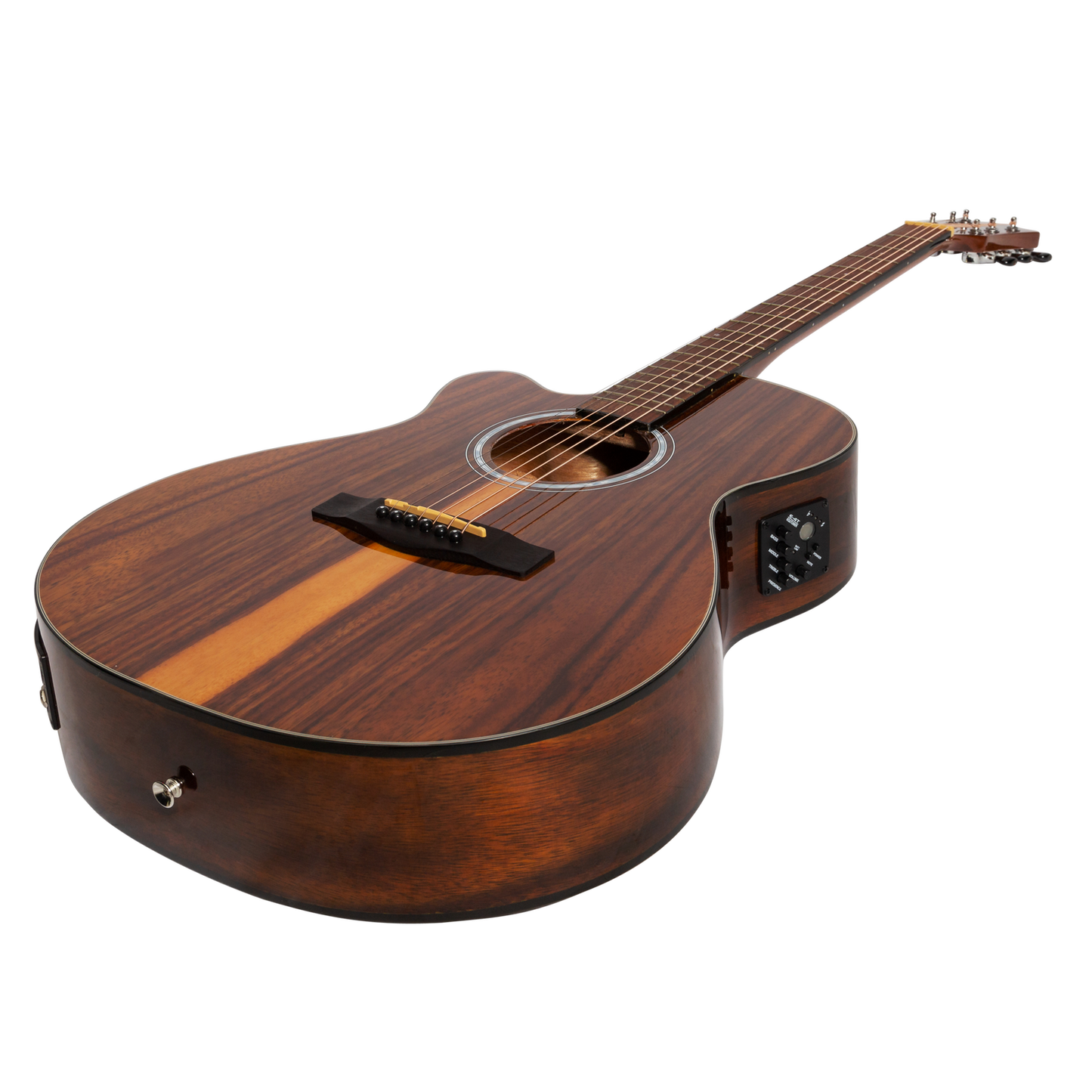 Martinez MFC-51GL-TK Left Handed Folk Size Cutaway Acoustic-Electric Guitar Teakwood Gloss — view 3
