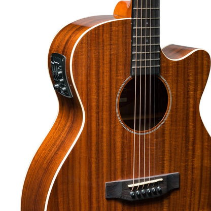 Martinez Southern Star Series MFPC-8C-NGL Koa Solid Top Acoustic-Electric Small Body Cutaway Guitar with Hardcase — view 6