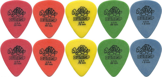 10 x Jim Dunlop Tortex Standard MIXED Guitar Picks NEW Assorted Gauges Free Post
