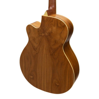 Martinez MJH-3C-JTK Jazz Hybrid Acoustic Small Body Cutaway Guitar Natural Jati-Teakwood — view 5