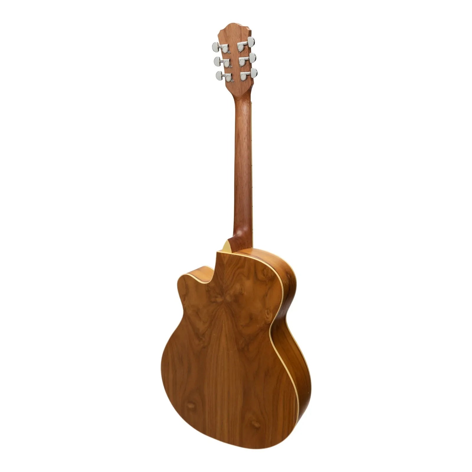 Martinez MJH-3C-JTK Jazz Hybrid Acoustic Small Body Cutaway Guitar Natural Jati-Teakwood — view 2