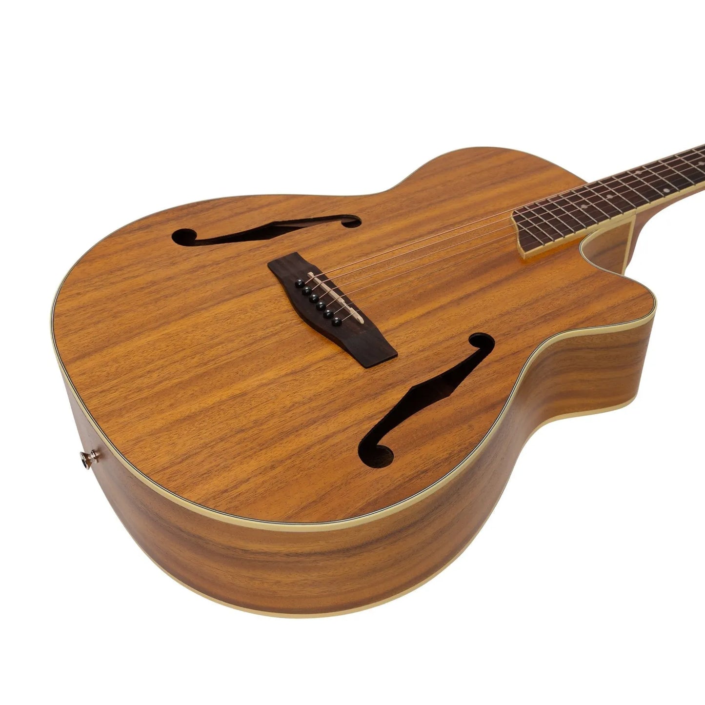 Martinez MJH-3C-KOA Jazz Hybrid Acoustic Small Body Cutaway Guitar - Koa Natural Finish — view 6