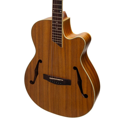 Martinez MJH-3C-KOA Jazz Hybrid Acoustic Small Body Cutaway Guitar - Koa Natural Finish — view 4