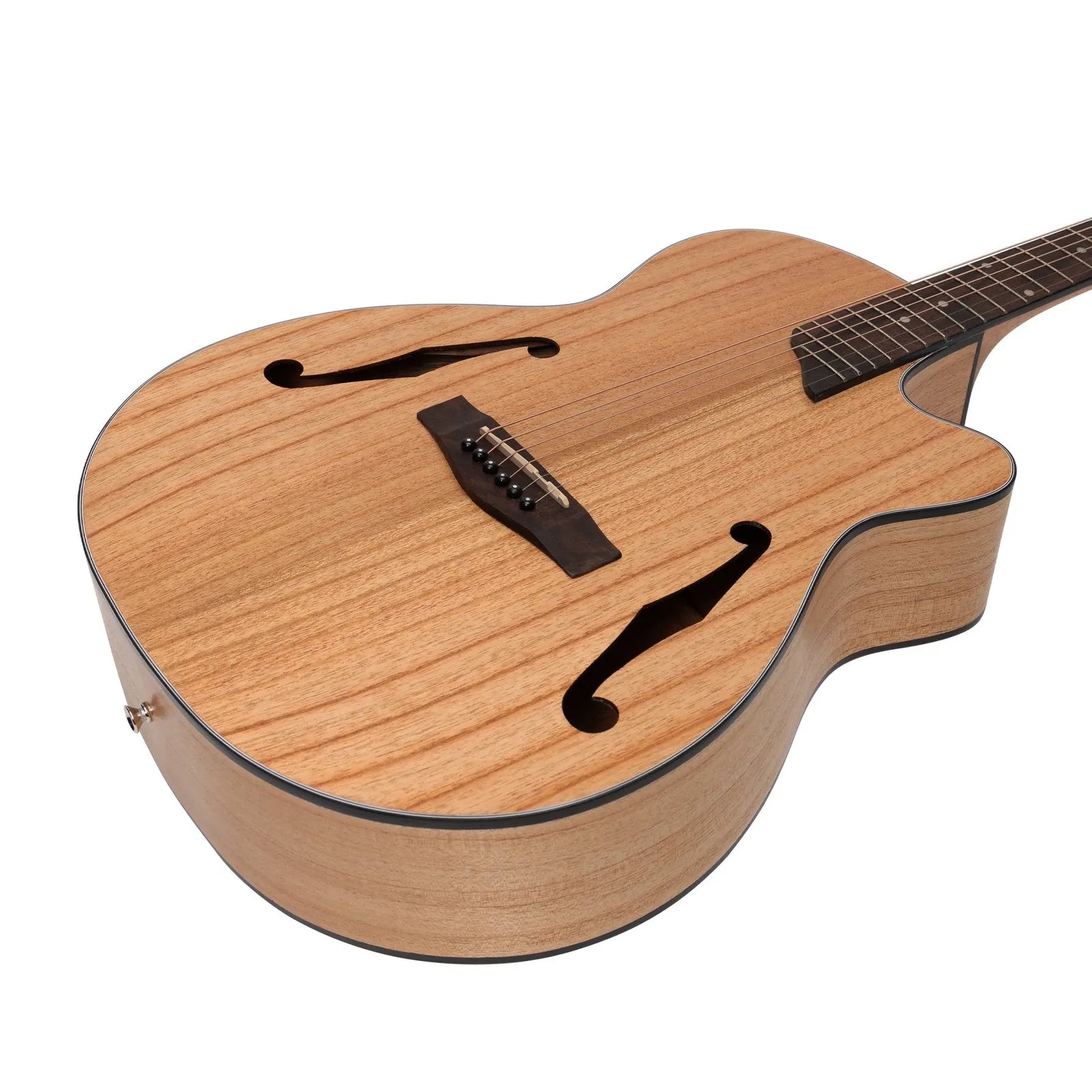Martinez MJH-3C-MWD Jazz Hybrid Acoustic Small Body Cutaway Guitar - Mindi-Wood — view 6
