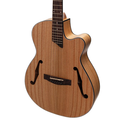 Martinez MJH-3C-MWD Jazz Hybrid Acoustic Small Body Cutaway Guitar - Mindi-Wood — view 4