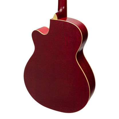 Martinez MJH-3C-RED Jazz Hybrid Acoustic Small Body Cutaway Guitar — view 5