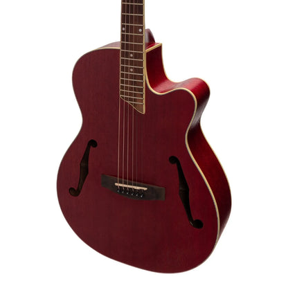 Martinez MJH-3C-RED Jazz Hybrid Acoustic Small Body Cutaway Guitar — view 4