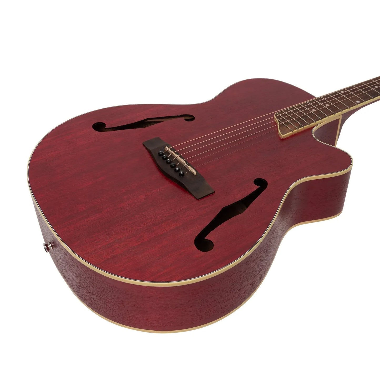 Martinez MJH-3C-RED Jazz Hybrid Acoustic Small Body Cutaway Guitar — view 6