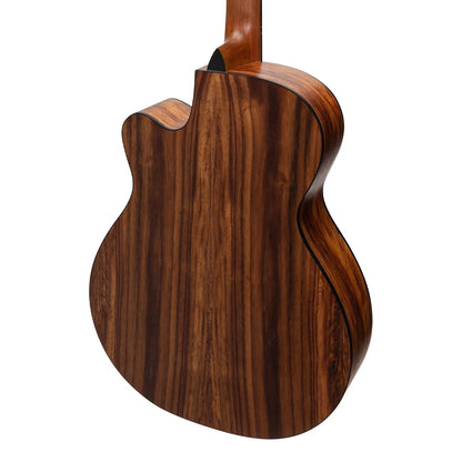 Martinez MJH-3C-RWD Jazz Hybrid Acoustic Small Body Cutaway Guitar - Rosewood — view 5