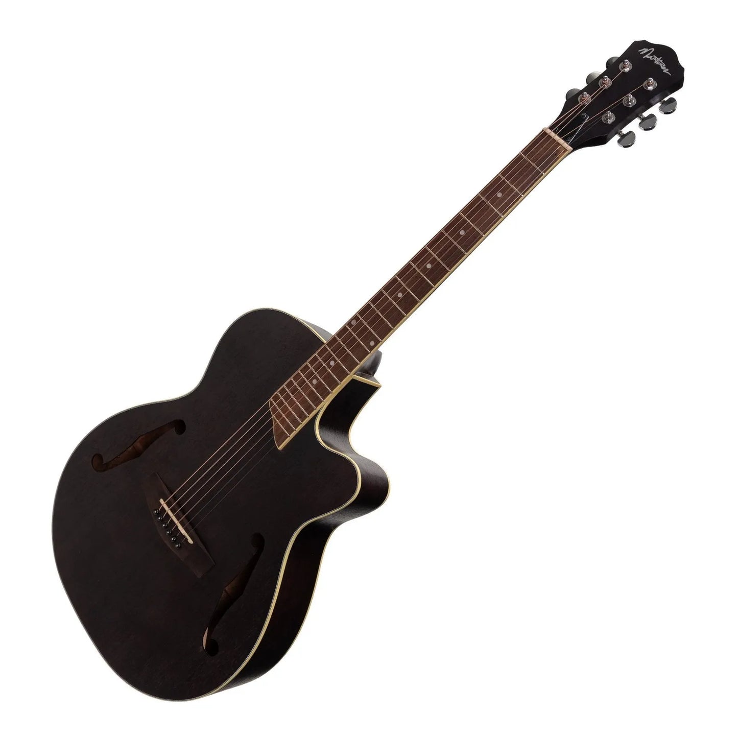 Martinez MJH-3CP-BLK Jazz Hybrid Acoustic-Electric Small Body Guitar Black — view 3