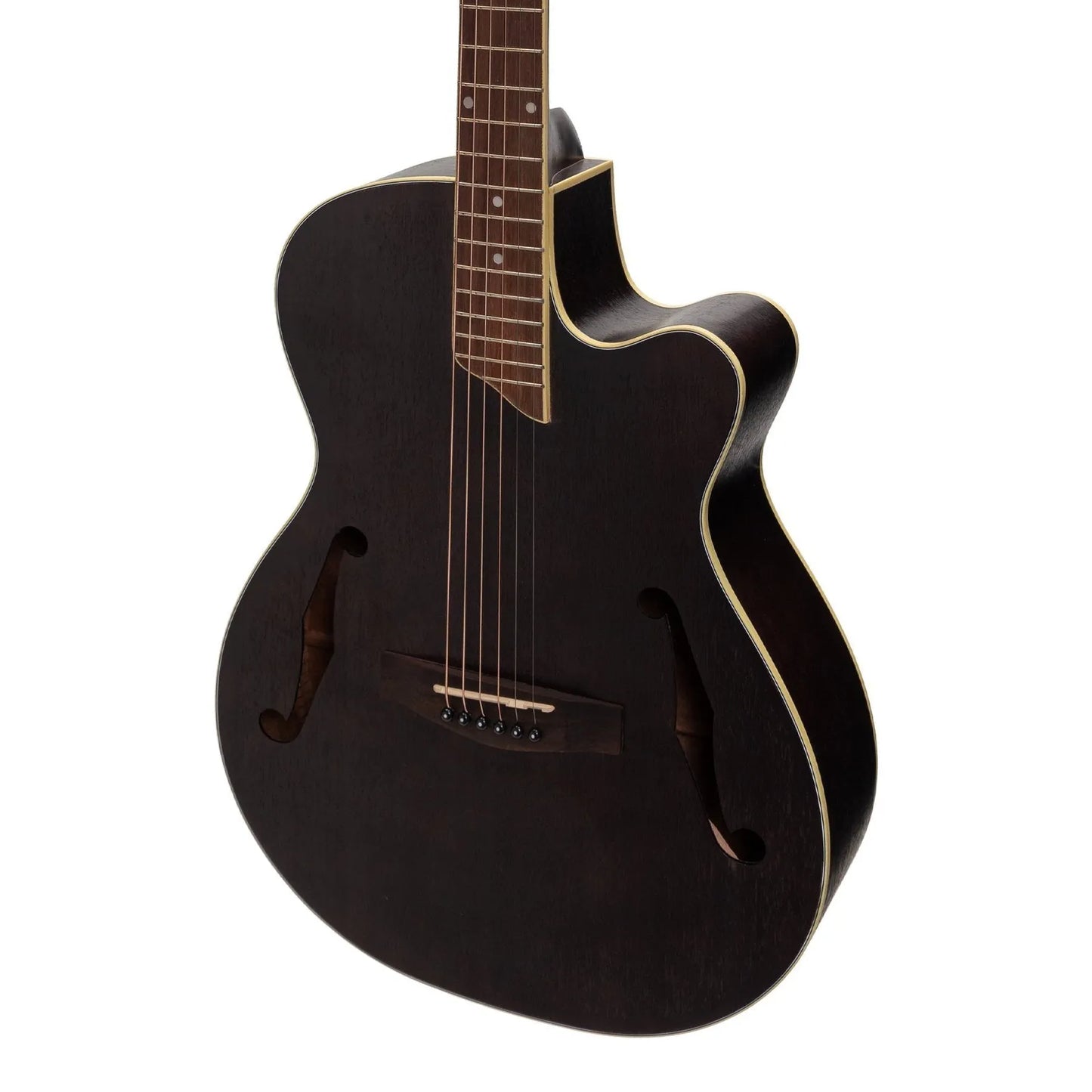 Martinez MJH-3CP-BLK Jazz Hybrid Acoustic-Electric Small Body Guitar Black — view 4