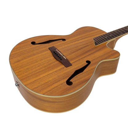 Martinez MJH-3CP-KOA Jazz Hybrid Acoustic-Electric Small Body Guitar Natural Koa — view 6