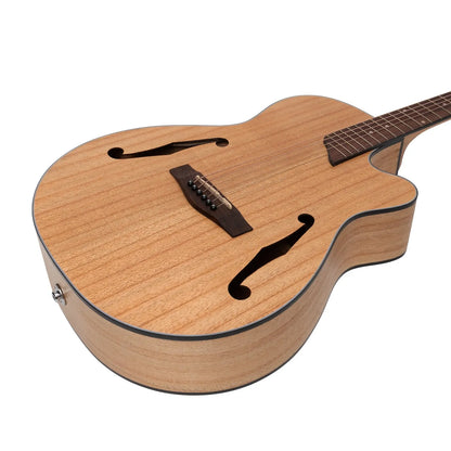 Martinez MJH-3CP-MWD Jazz Hybrid Acoustic-Electric Small Body Guitar - Mindi-Wood — view 6