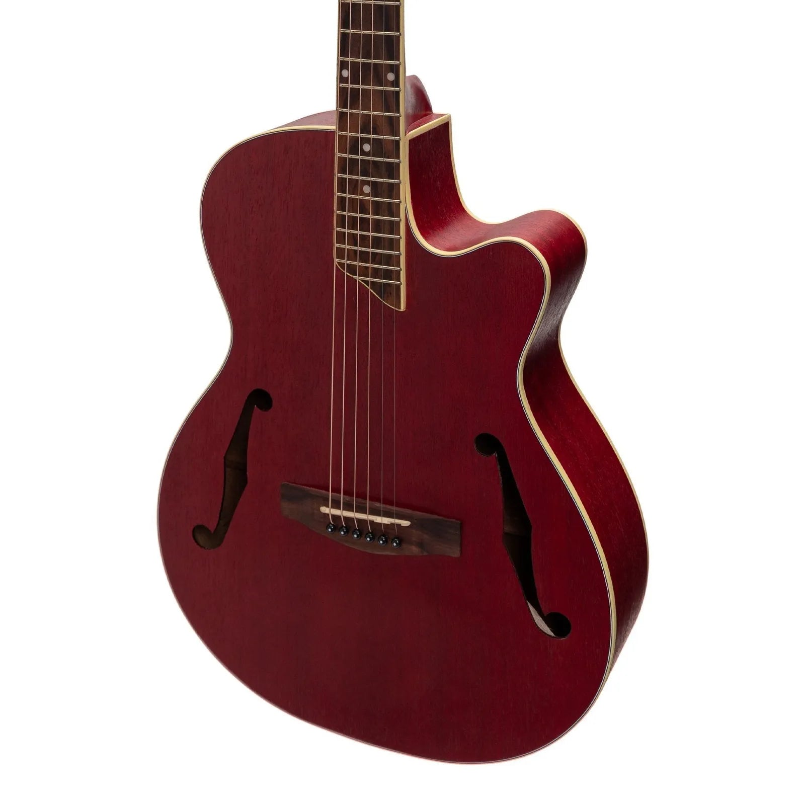 Martinez MJH-3CP-RED Jazz Hybrid Acoustic-Electric Small Body Guitar — view 4