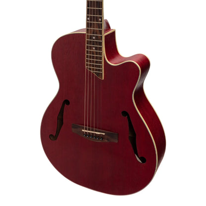 Martinez MJH-3CP-RED Jazz Hybrid Acoustic-Electric Small Body Guitar — view 4