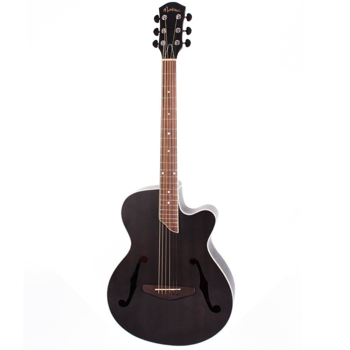 Martinez Jazz Hybrid Acoustic-Electric Small Body Cutaway Guitar (Transparent Black)