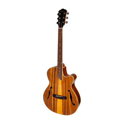 Martinez MJH-3CPG-KOA Jazz Hybrid Acoustic-Electric Small Body Guitar - Natural Gloss