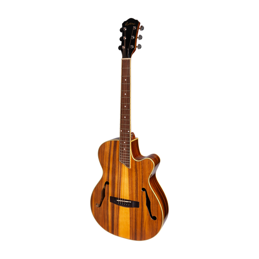 Martinez MJH-3CPG-KOA Jazz Hybrid Acoustic-Electric Small Body Guitar - Natural Gloss