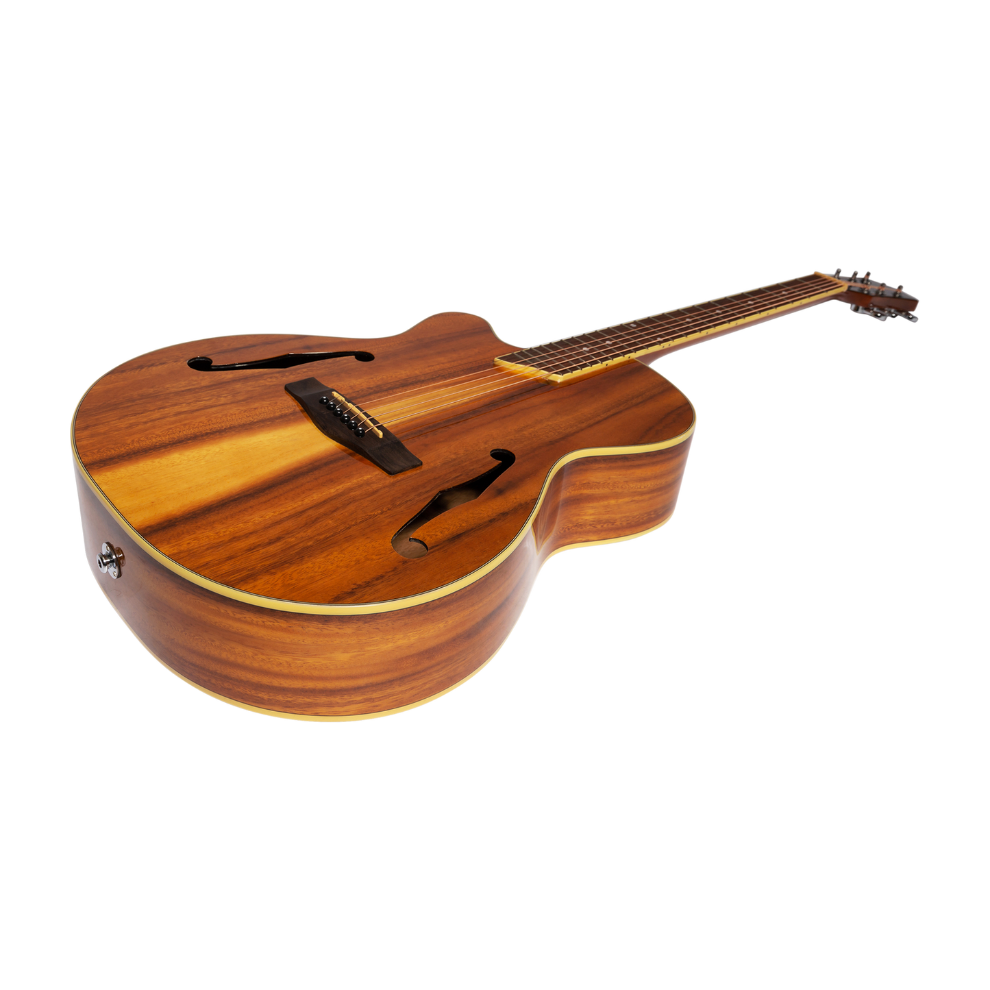 Martinez Left Handed Jazz Hybrid Acoustic-Electric Cutaway Guitar MJH-3CPGL-KOA Natural Gloss Small Body — view 2