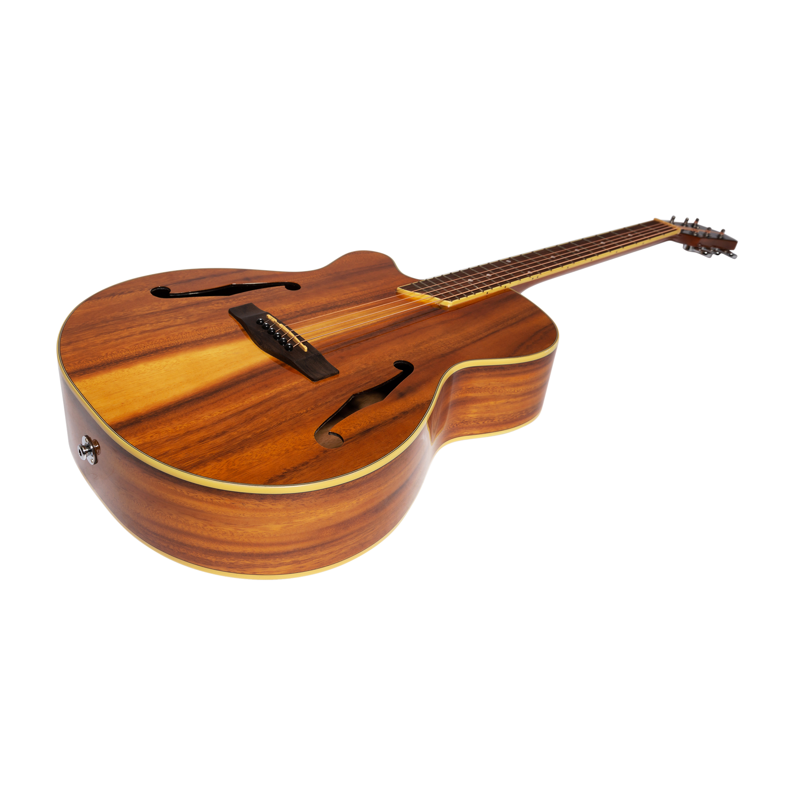 Martinez Left Handed Jazz Hybrid Acoustic-Electric Cutaway Guitar MJH-3CPGL-KOA Natural Gloss Small Body — view 2