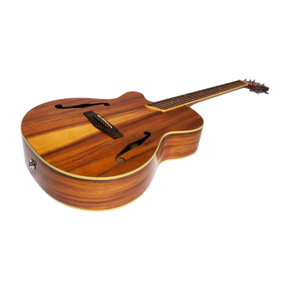 Martinez Left Handed Jazz Hybrid Acoustic-Electric Cutaway Guitar MJH-3CPGL-KOA Natural Gloss Small Body — view 2