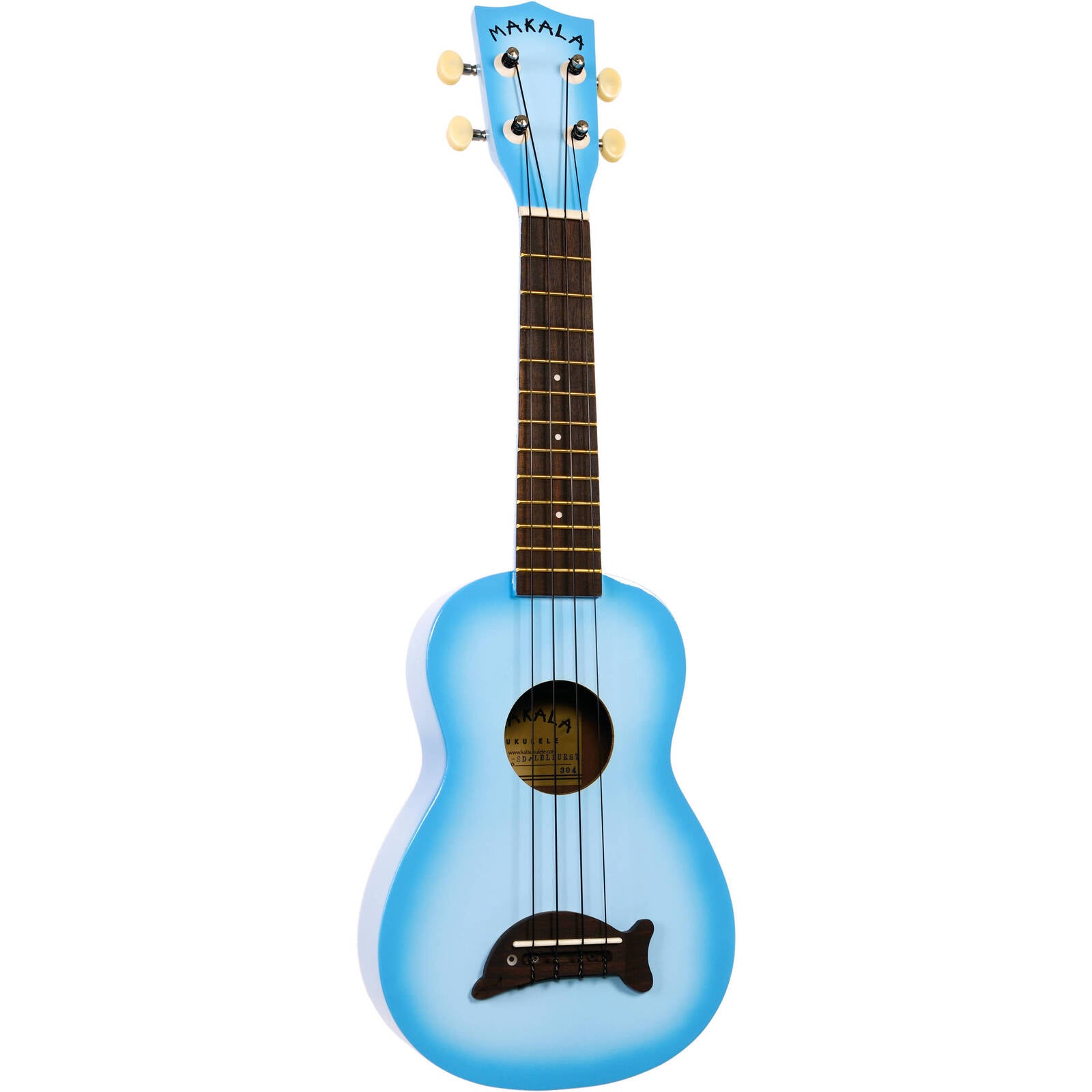 Kala Makala Dolphin Bridge Series Light Blue Soprano Ukulele with FREE Gigbag