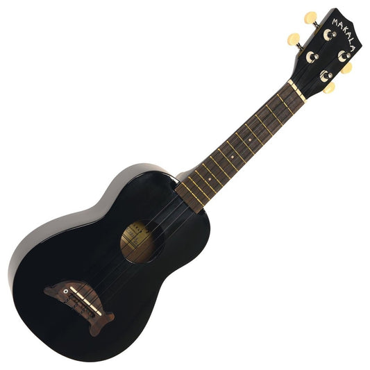 Kala Makala Dolphin Bridge Series Black Gloss Soprano Ukulele with FREE Gigbag