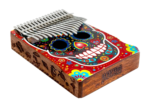 Mahalo 17 Note Skull Kalimba - Day of the Dead Graphic