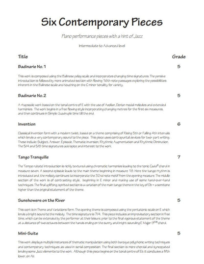Contemporary Piano Pieces 6 by Margaret Brandman - Level 2 to 4 Repertoire, Modern Music, 1 Page — view 2