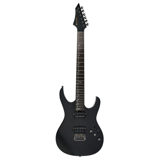 MOOER MMT100 Electric Guitar - Pearl Black, Alder Body, Roasted Maple Neck, 24 Frets, MMT Humbuckers, Locking Tuners, Includes Case