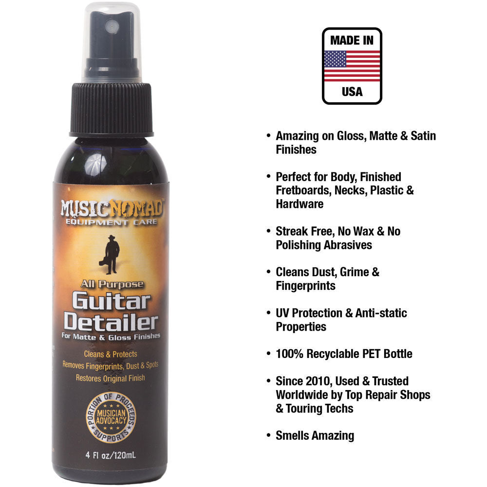 Music Nomad Guitar Detailer for Matte & Gloss Finishes - 120ml Cleaner & Polish with UV Protectants and Anti-Static Formula — view 2