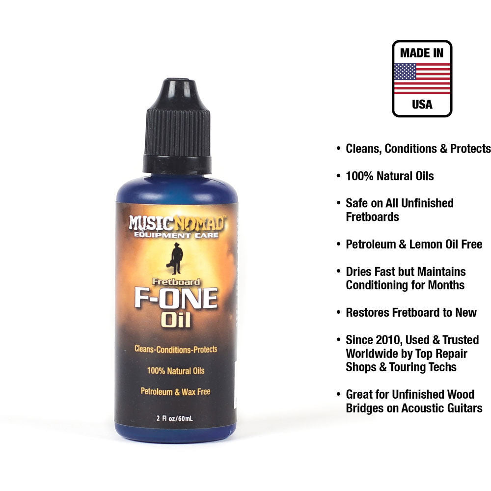 Music Nomad F-ONE Oil Fretboard Cleaner & Conditioner 60ml - Natural Oils, Lemon Oil Free, Cleans & Conditions, Safe for Unfinished Wood — view 2