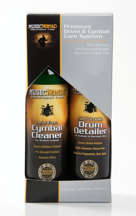 Music Nomad Premium Drum and Cymbal Care Kit 4-Piece with Cleaners, Polishes, and Microfiber Towels