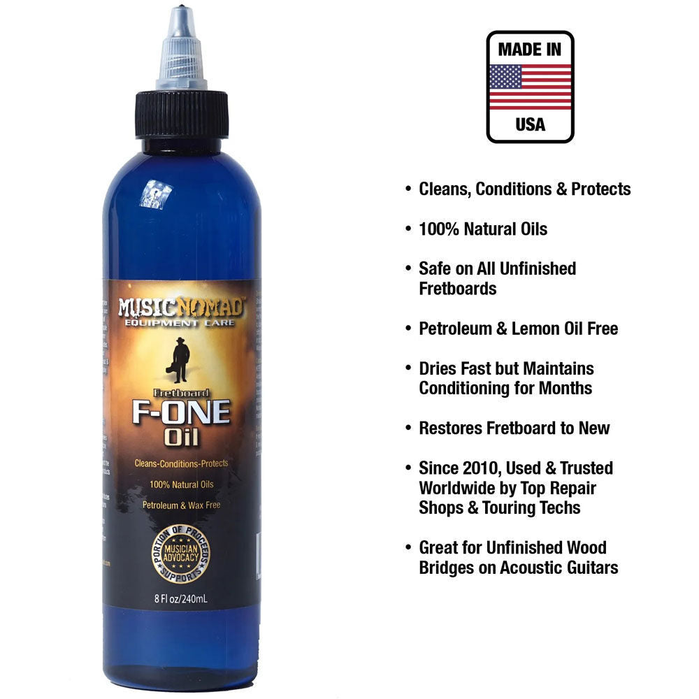 Music Nomad F-ONE Oil Fretboard Cleaner & Conditioner 240ml - Natural, Lemon Oil Free, Cleans, Conditions, Protects Unfinished Wood — view 3