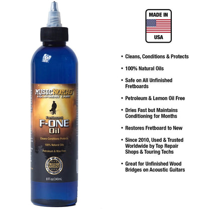 Music Nomad F-ONE Oil Fretboard Cleaner & Conditioner 240ml - Natural, Lemon Oil Free, Cleans, Conditions, Protects Unfinished Wood — view 3